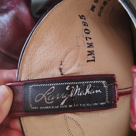 🔥HP🔥 Larry Mahan Men's Maroon/Red Leather Boots Size 9EE / Wide - Picture 12 of 12